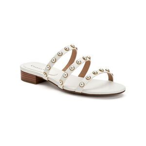 CHARTER CLUB Womens White Imitation Pearls Soraya Almond Slip On Sandals 7.5 M